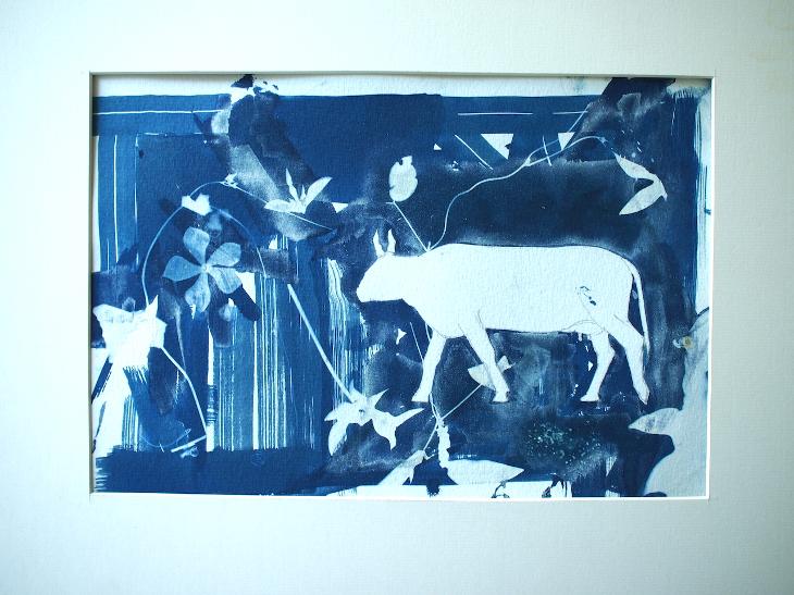 Original Cyanotype by Ganesan. L "Mythical Reveal 10" - 2023 - size: 21 x 29,7 cm